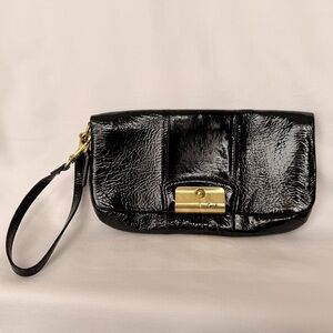 Coach Kristen Black Patent Leather Wristlet